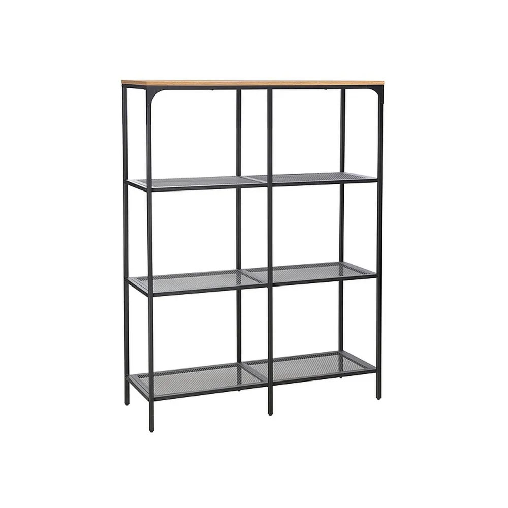 Etajera LEX , stejar/negru, PAL laminat/metal, 100x36x136 cm