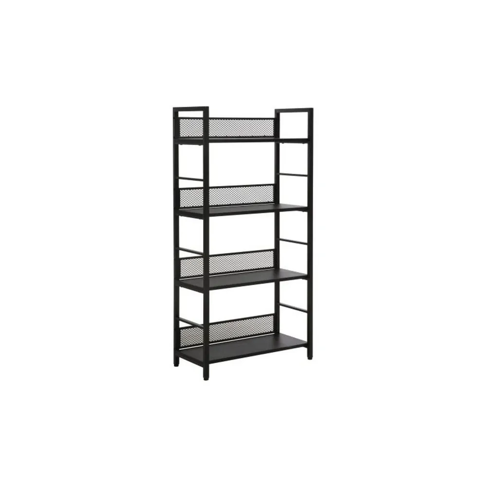 Etajera RAW R4, negru, PAL laminat/metal, 60x28x121 cm