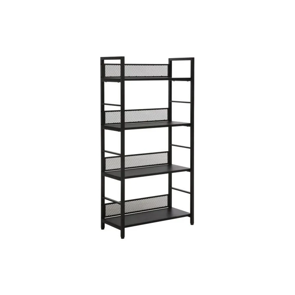 Etajera RAW R5, negru, PAL laminat/metal, 60x28x154 cm