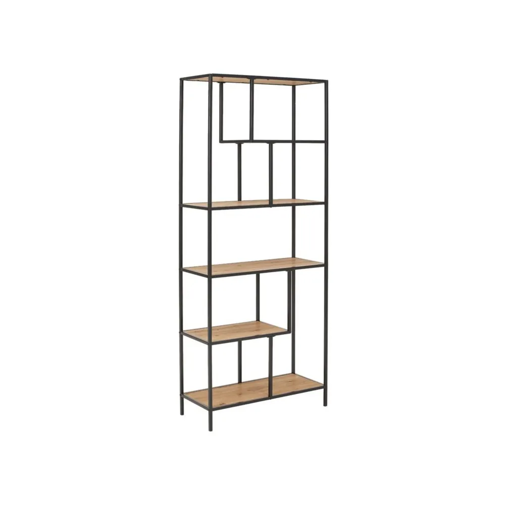 Etajera ROCKY, stejar/negru, 77x33x185 cm