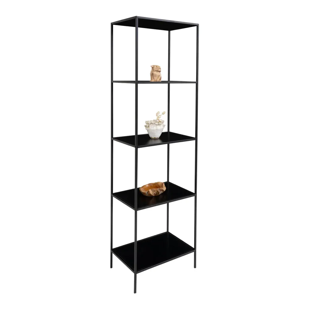 Etajera Vita cu 5 rafturi, negru, rama neagra 51x36x170 cm