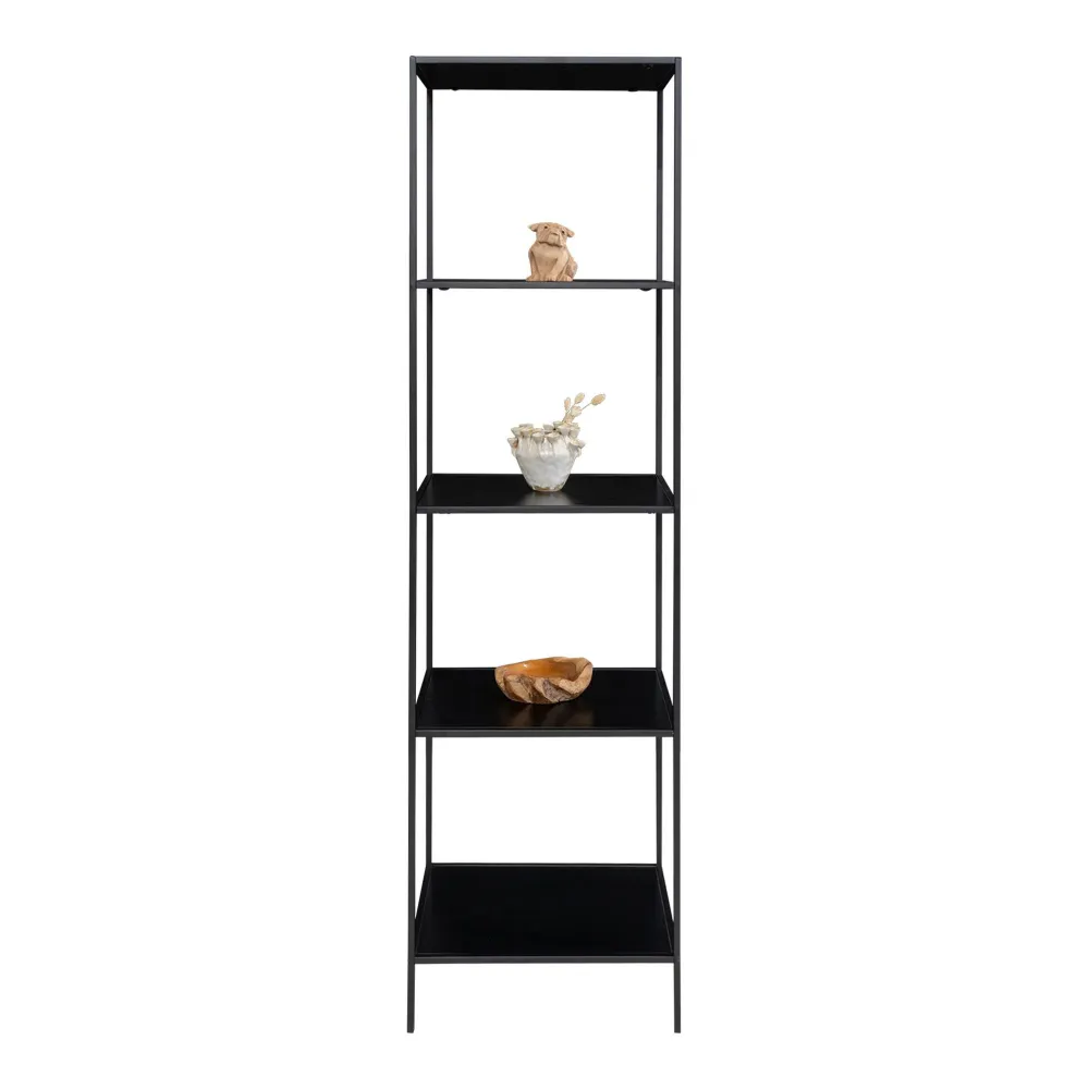 Etajera Vita cu 5 rafturi, negru, rama neagra 51x36x170 cm