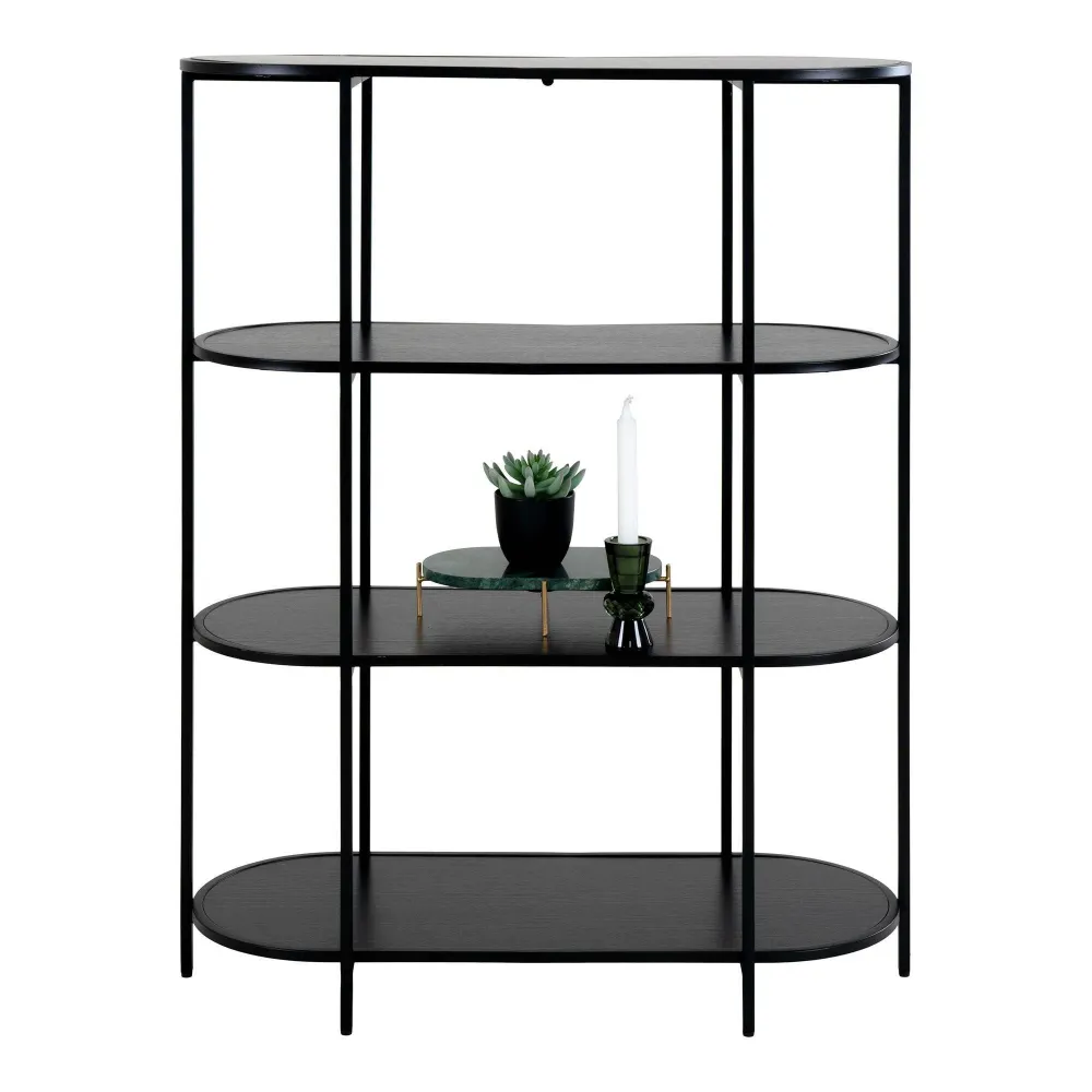 Vita Etajera ovala cu 4 rafturi, negru, rama neagra 85x36x111 cm
