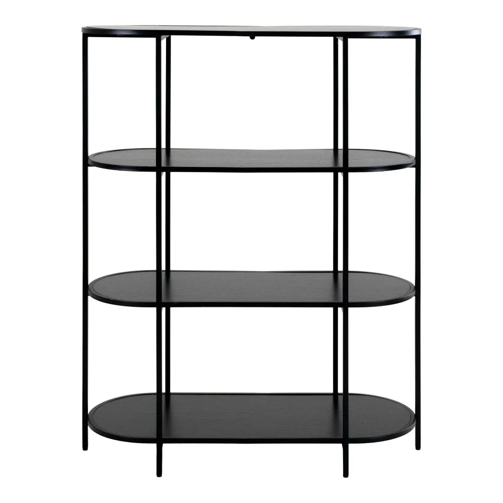 Vita Etajera ovala cu 4 rafturi, negru, rama neagra 85x36x111 cm
