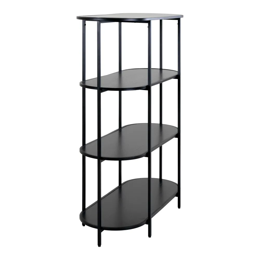 Vita Etajera ovala cu 4 rafturi, negru, rama neagra 85x36x111 cm