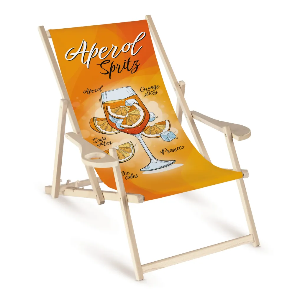 APEROL SPRITZ șezlong din lemn cu cotieră