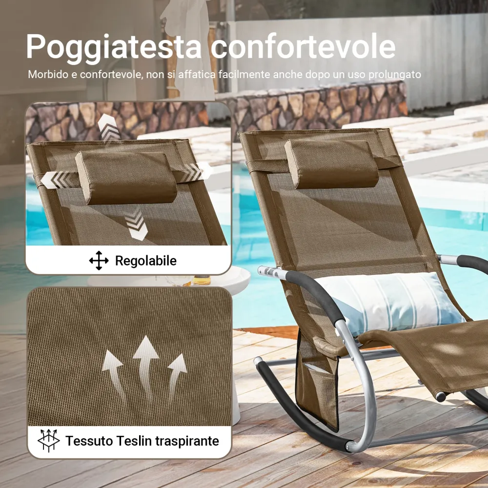 SoBuy Sezlong balansoar cu tetiera 63x150x87cm OGS28-BR