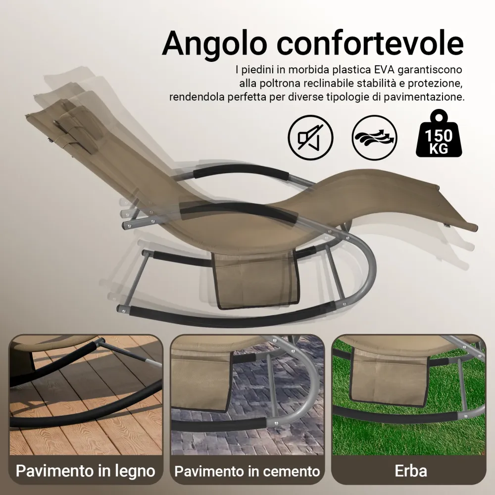 SoBuy Sezlong balansoar cu tetiera 63x150x87cm OGS28-BR