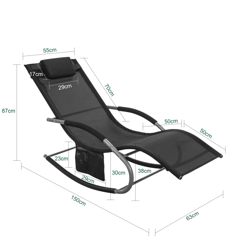 SoBuy Sezlong balansoar cu tetiera 63x150x87cm OGS28-SCH
