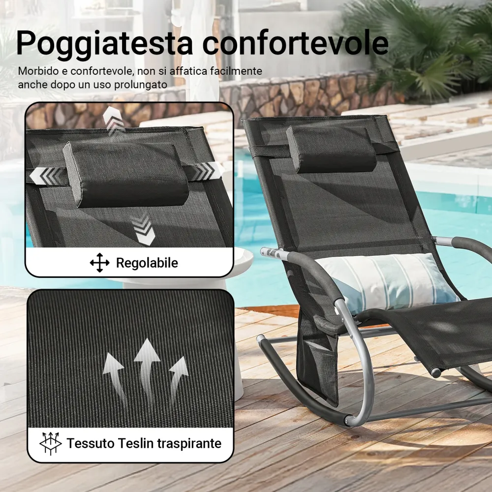 SoBuy Sezlong balansoar cu tetiera 63x150x87cm OGS28-SCH