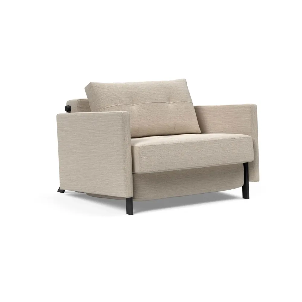Fotoliu pat cu cotiere Cubed 02 Blida Sand Grey 90x200cm