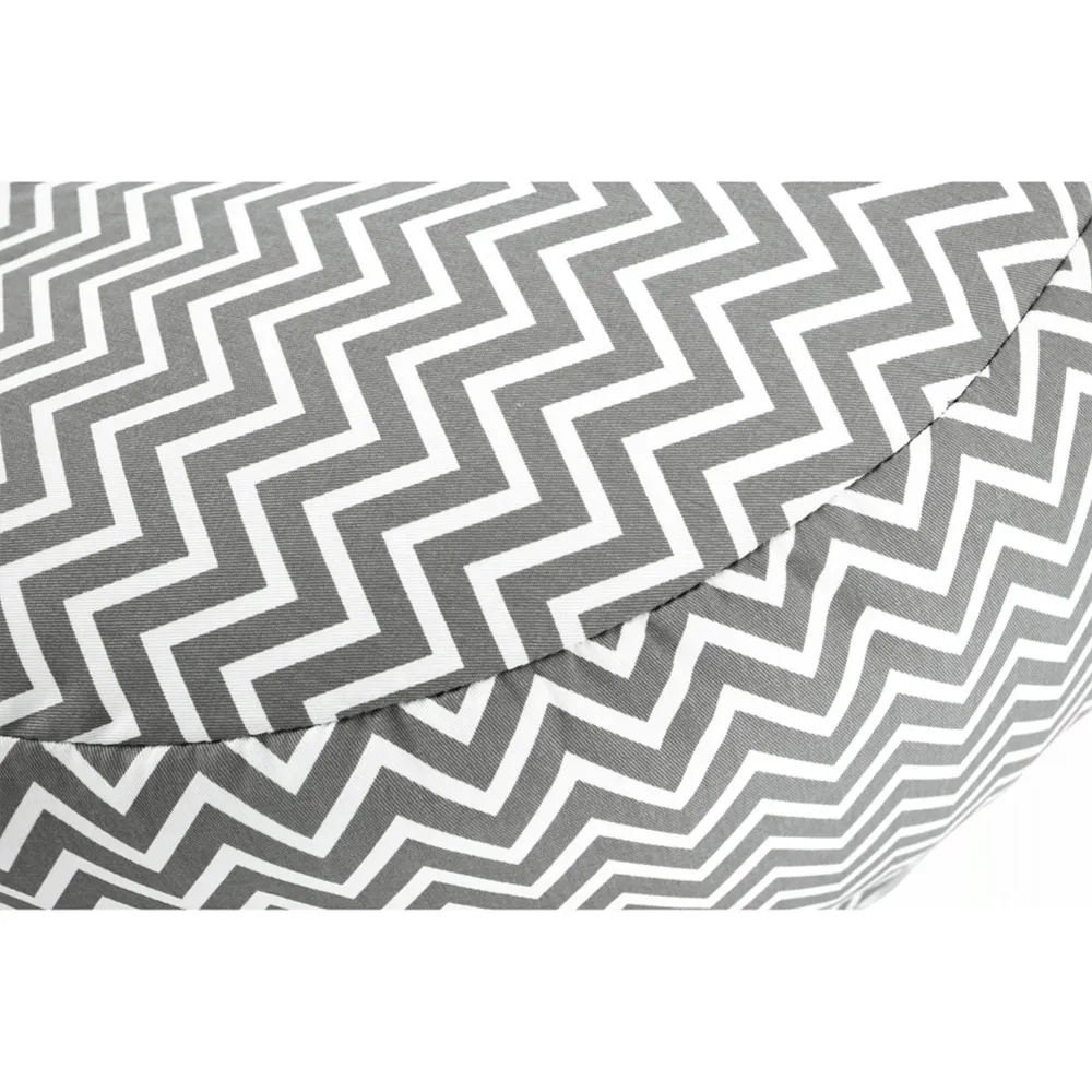 Fotoliu puf GOMBY, material textil/biluțe din polistiren, gri/alb/model zig-zag, 60x50x60 cm