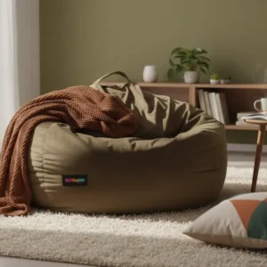 Fotoliu puf TRIKALO, maro taupe, material textil, 75x100 cm