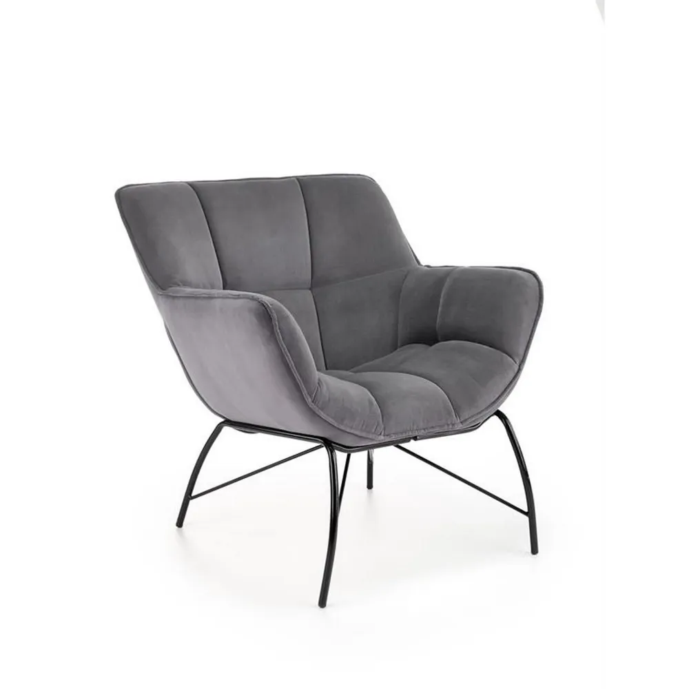 Fotoliu modern Elementis Belton - Catifea - 74x73x78 cm - Gri