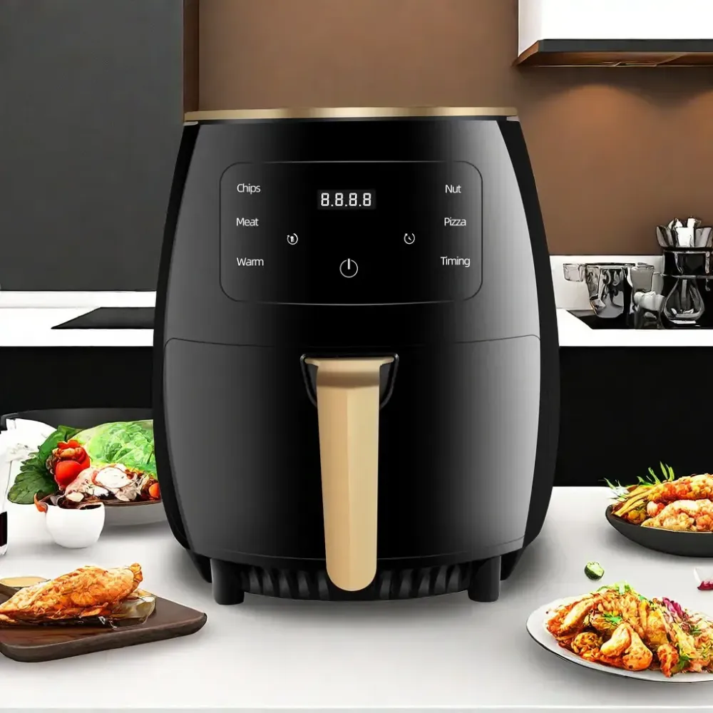 Friteuza cu aer cald, Air Fryer, 2400W, capacitate 6L ,afisaj digital, LCD Touch control