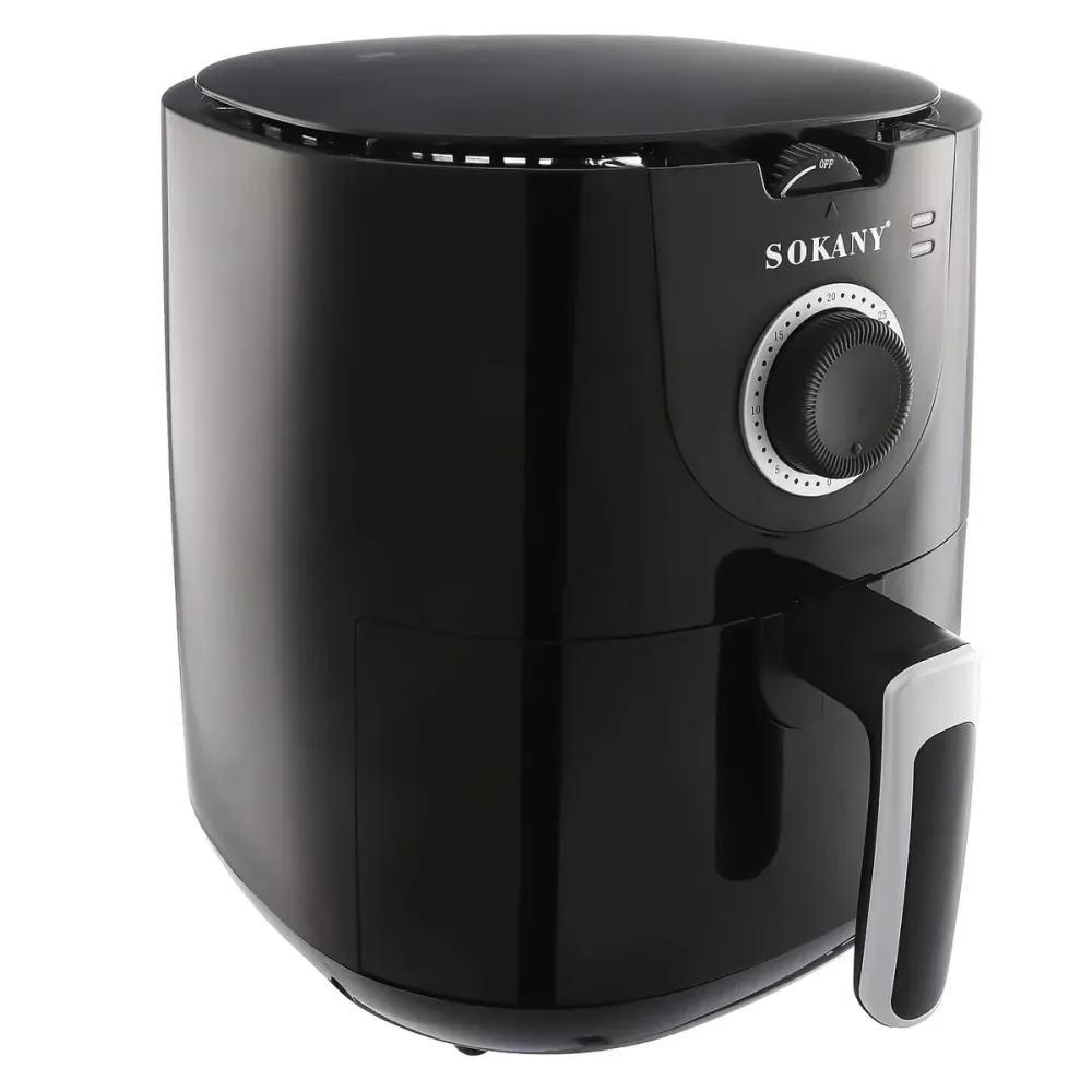 Friteuza fara ulei Sokany AF-002, 1500W, 5L, Control Temperatura, Negru/Inox