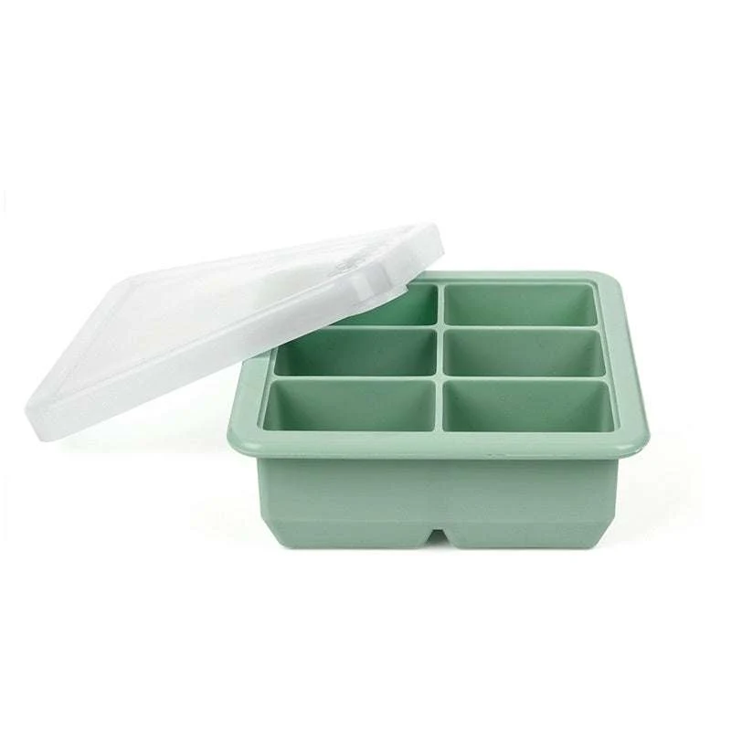 Haakaa Tavă de congelare din soft silicone cu capac - 6 compartimente - Verde mazăre
