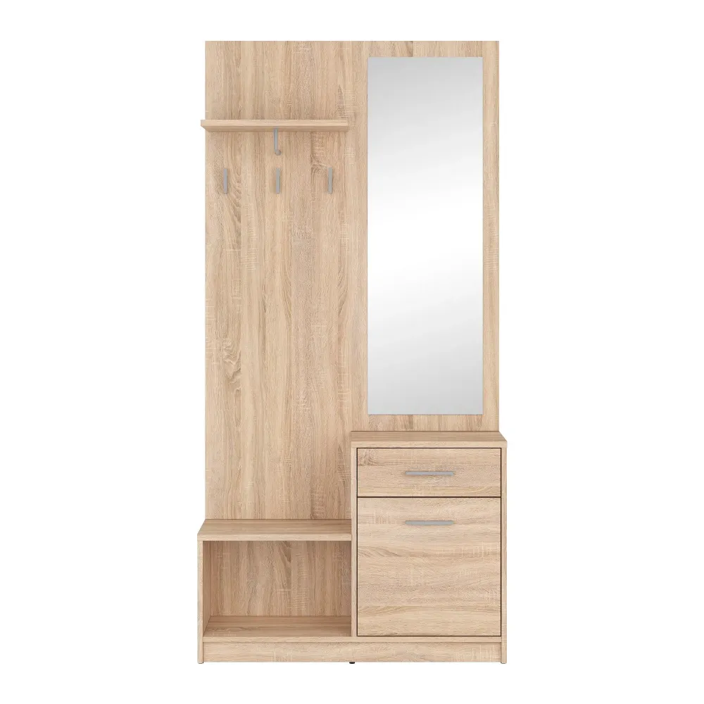 Cuier hol cu bancuta stejar sonoma NEPO PLUS, 90X30,5X185,5 CM