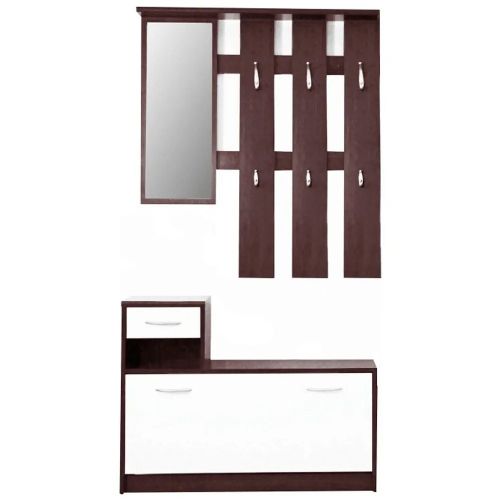 Mobilier hol MECKI, wenge/alb, 100x26x190 cm
