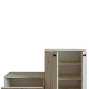Set hol EVVA, stejar, PAL melaminat, format din cuier si pantofar