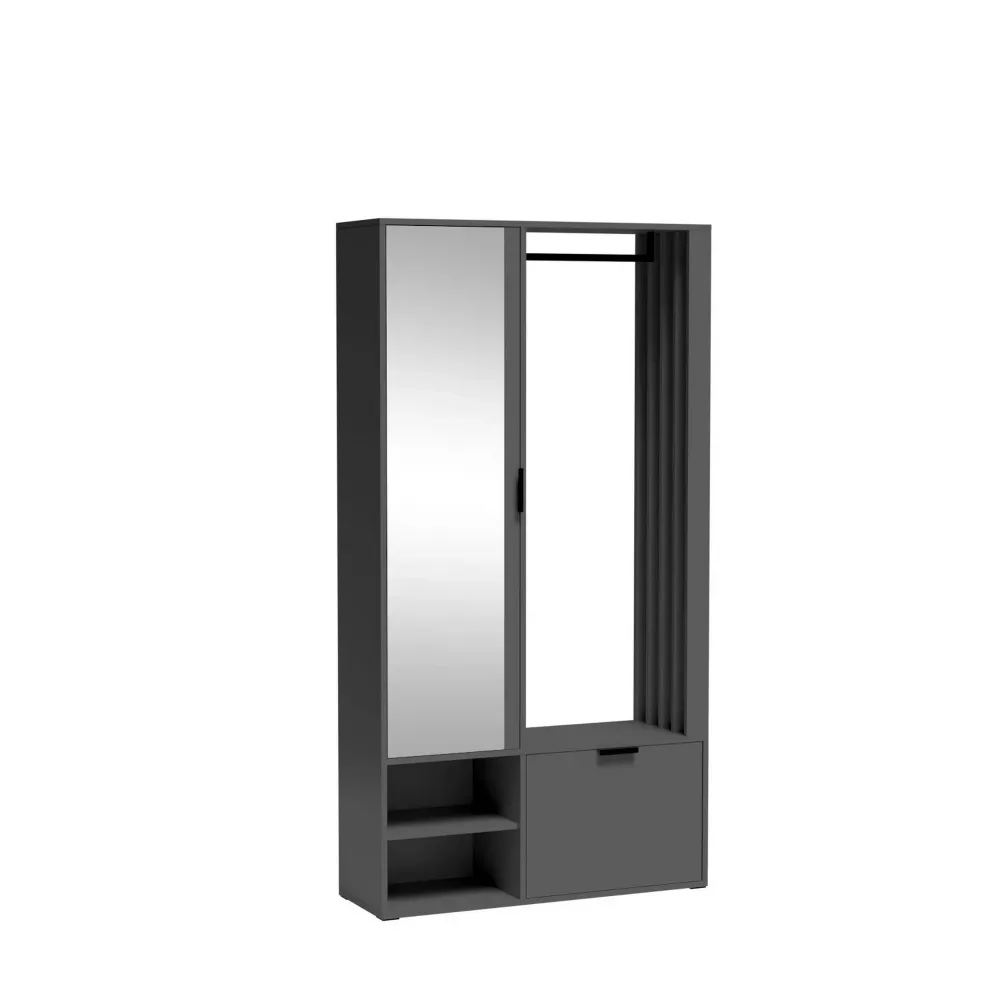 Set hol MILO UNI, gri grafit, PAL laminat/metal, 100x33x189.4 cm