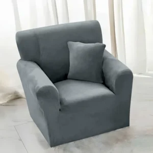 Husa Elastica Catifea, Fotoliu, UNI, Gri Deschis, -06