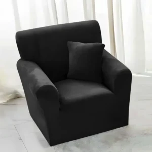 Husa Elastica Catifea, Fotoliu, UNI, Negru, -05