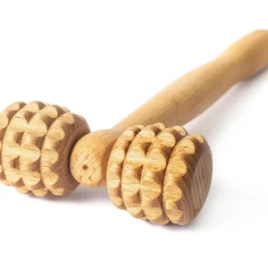 Masajer din lemn natural de fag | pentru masajul feței, gâtului și scalpului | formă de T-rolă