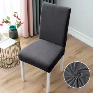 Set 6 Huse Elastice Scaun, Bumbac Elasticizat, Uni, Gri, C14797