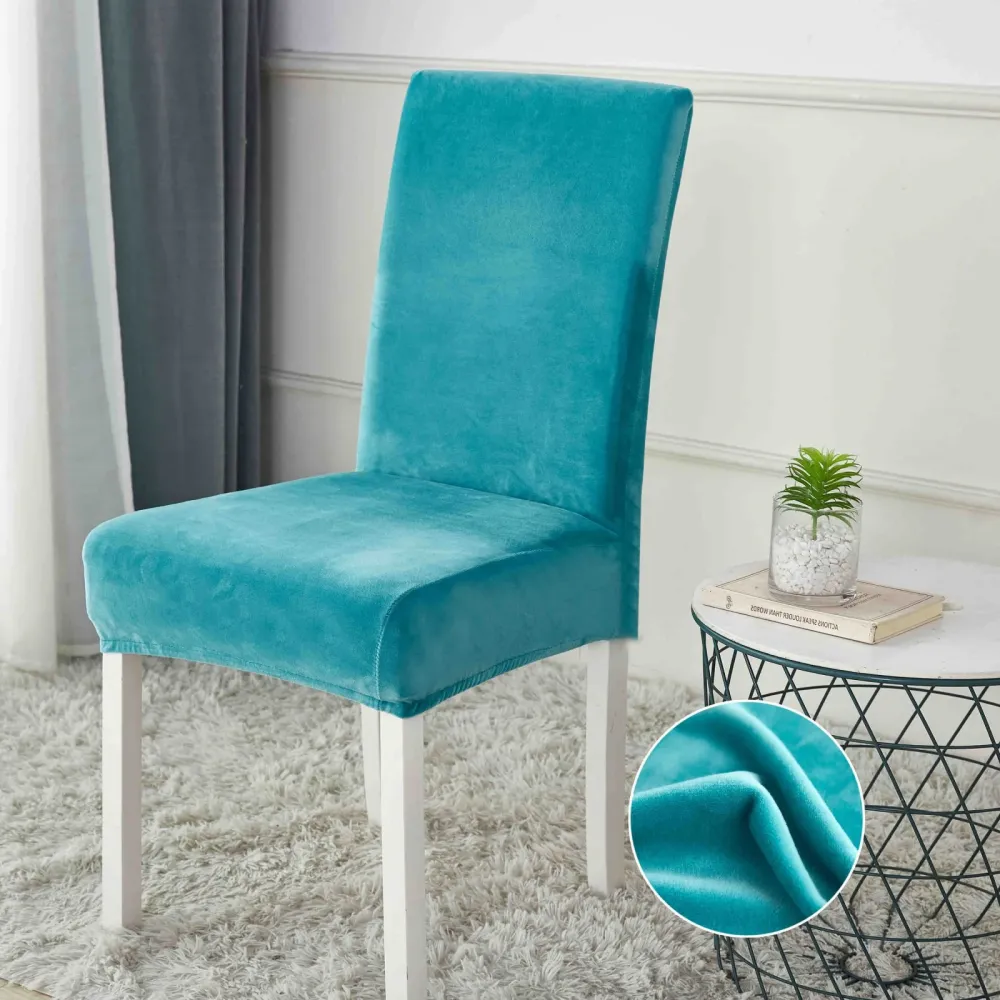 Set 6 Huse Universale pentru Scaun, din Catifea, Turcoaz