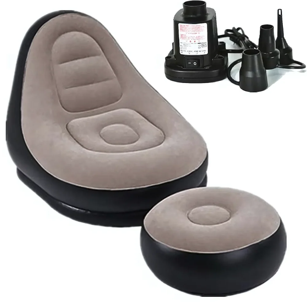 Sofa Gonflabilă Portabilă cu Suprafață Catifelată, Ideală pentru Exterior, Ușor de Umflat și Dezumflat
