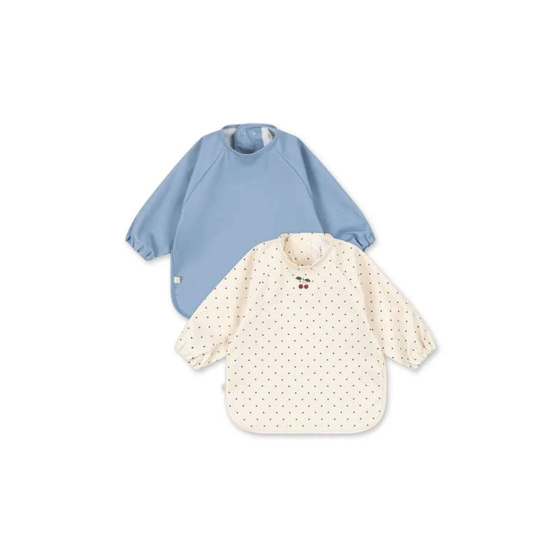 Konges Sløjd 2 PACK DINNER BIB SLEEVES - Navy Dot/Rain Washed Fray-Resistant Hem