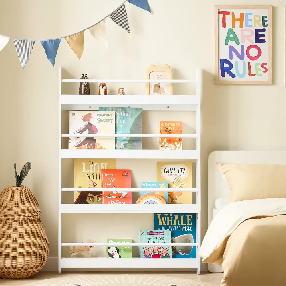 SoBuy Bibliotecă cu economie de spațiu pentru copii 80x12x118cm KMB08-W