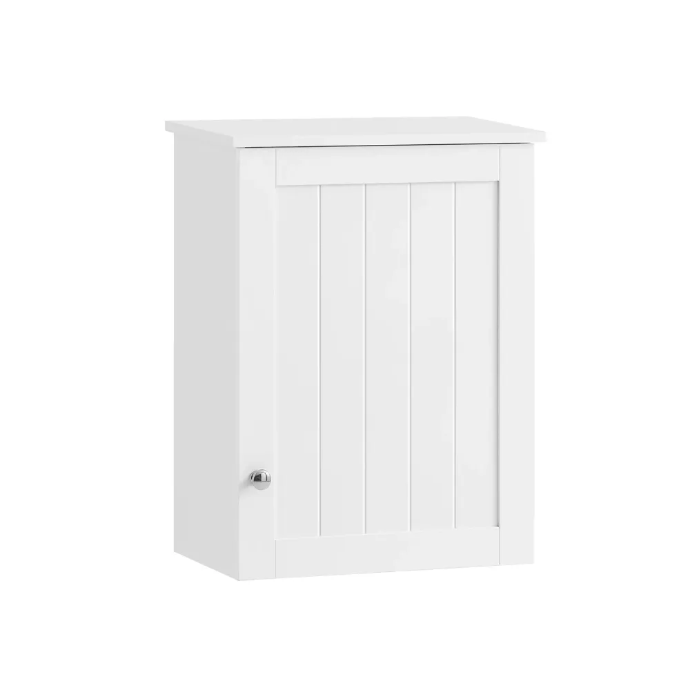 SoBuy BZR19-W Dulap de baie - Dulap suspendat pentru baie cu usa si rafturi reglabile, dulap de perete din lemn, pentru bu...