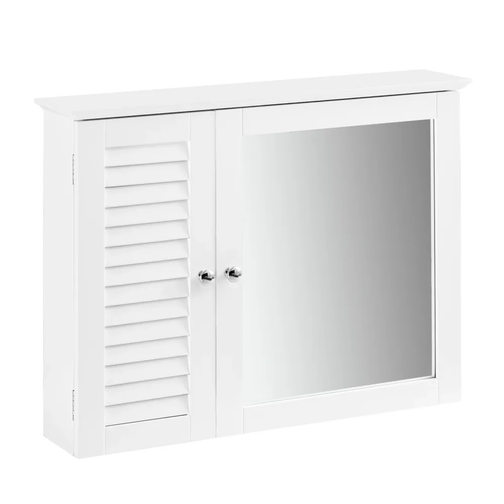 SoBuy BZR55-W Dulap de baie suspendat cu oglindă, 65 x 15 x 49 cm, design 2 în 1, soluție de economisire spațiului pentru...