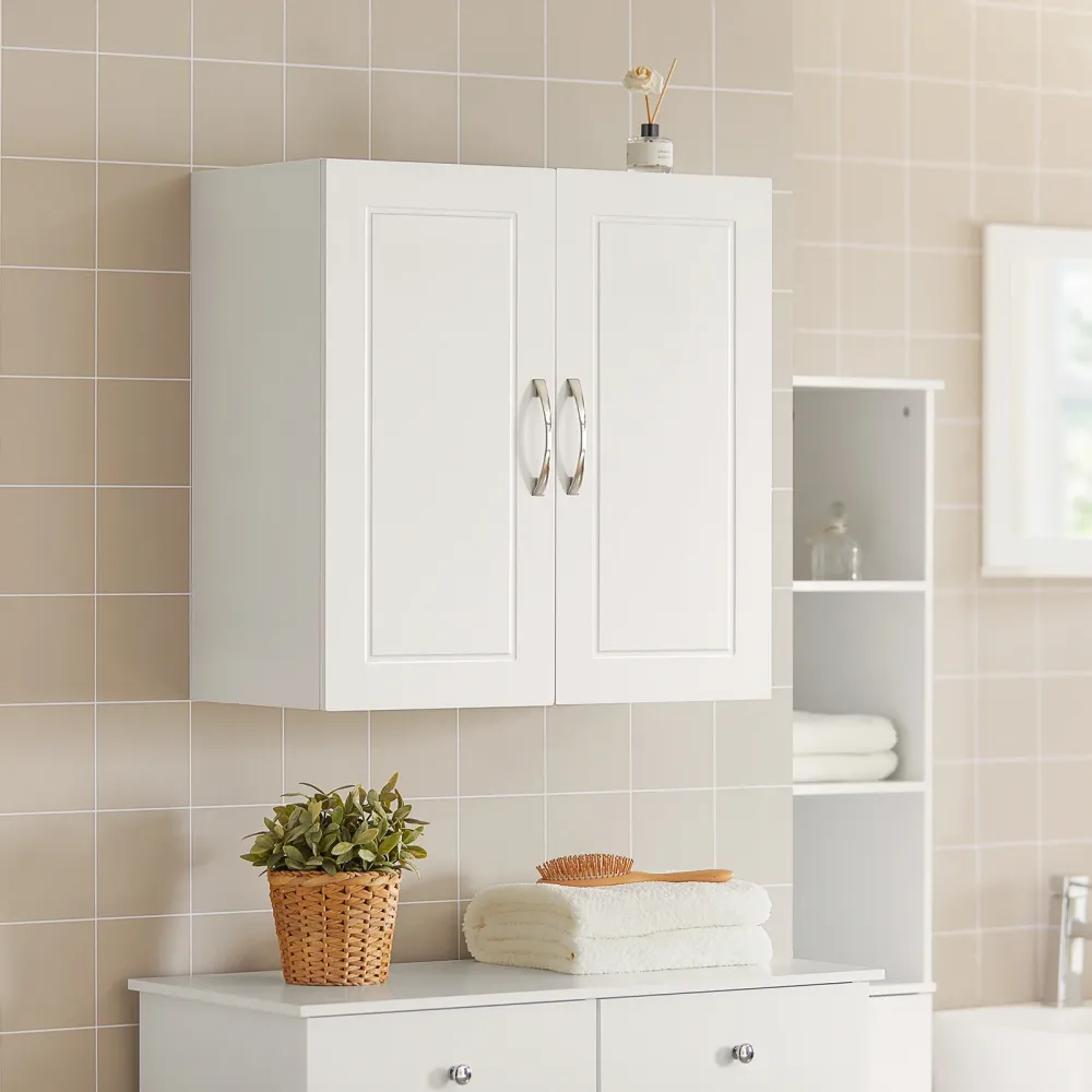 SoBuy FRG231-W Dulap de perete baie Dulap de perete pentru bucătărie cu două uși alb L60*D30*H60 cm