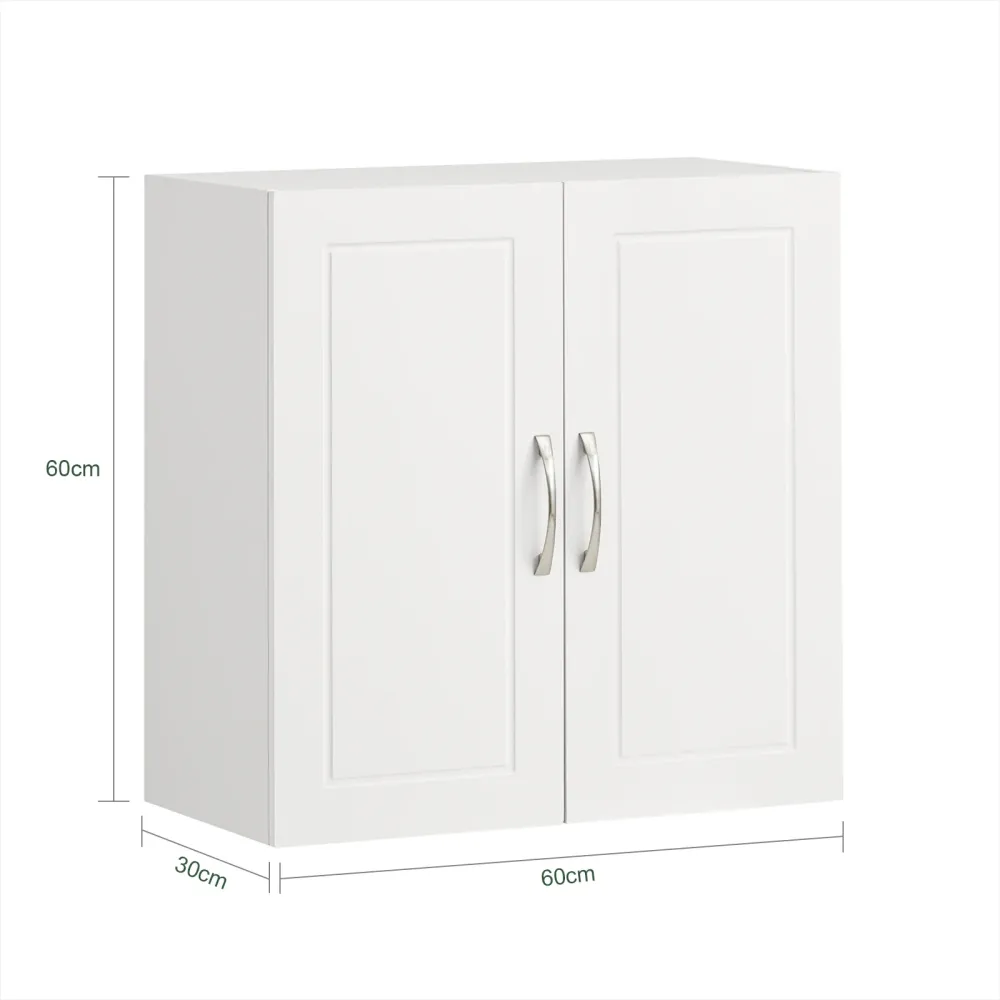 SoBuy FRG231-W Dulap de perete baie Dulap de perete pentru bucătărie cu două uși alb L60*D30*H60 cm