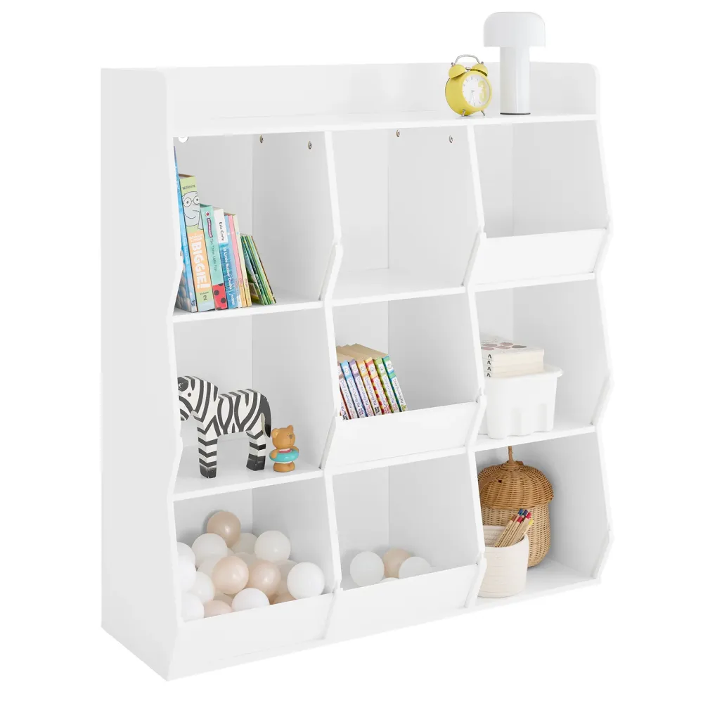 SoBuy KMB120-W Bookshop Montessorian Children Keephop Shelf cu 9 Bibliotecă de directori deschisi de la sol pentru dormito...