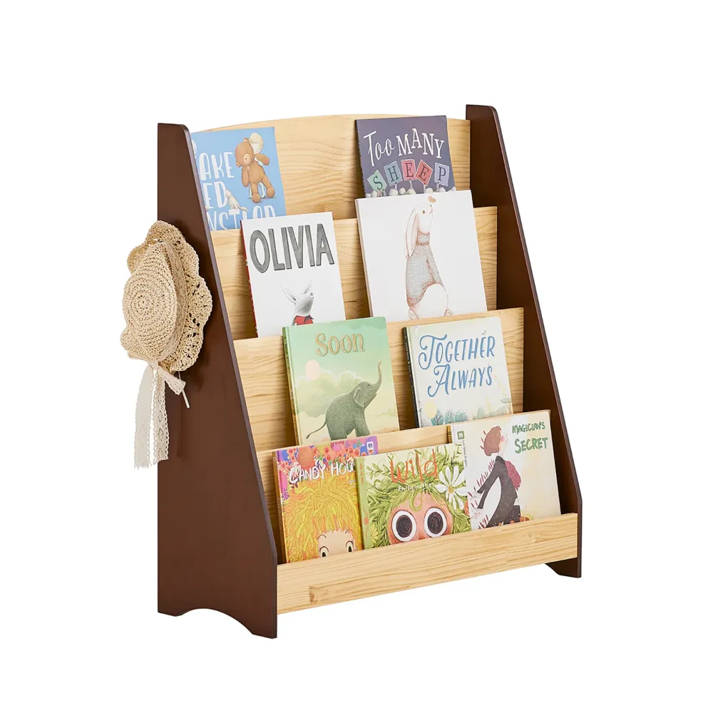 SoBuy KMB32-N Bookstore Montessorian pentru copii Shepherds Holder Carucar Biblioteca de pe suportul de la sol cu 4 comp...