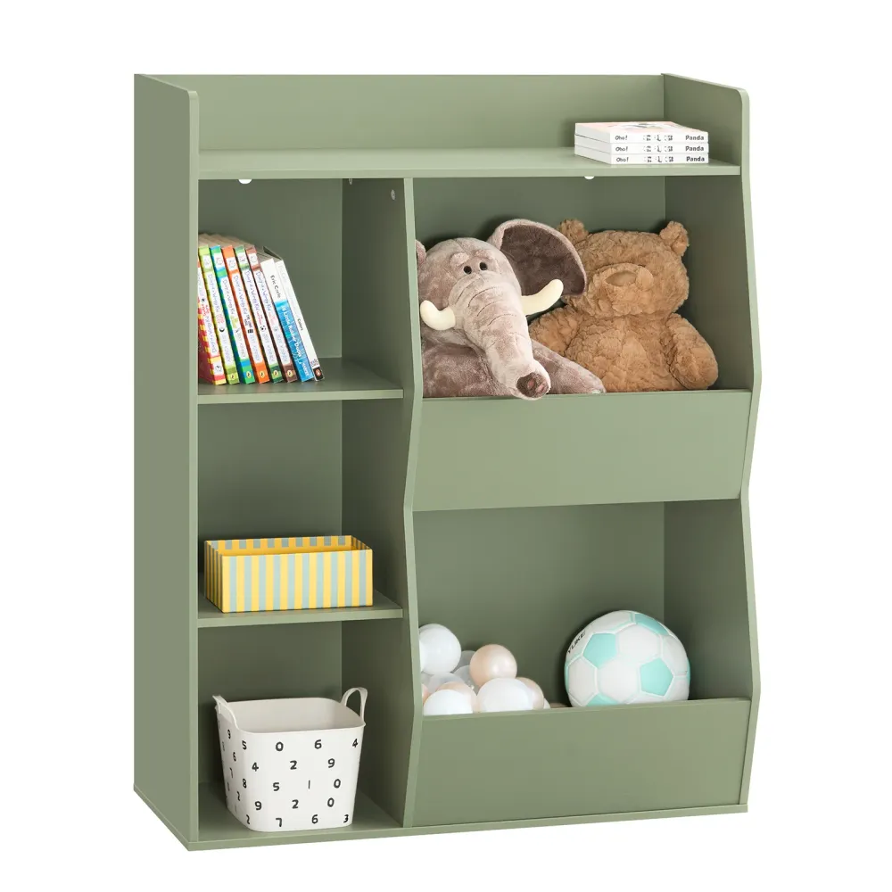 SoBuy KMB55 -K -Gr Montessorian Bookshop pentru copii - rafturi de bord cu 5 compartimente deschise - bibliotecă de la sol...
