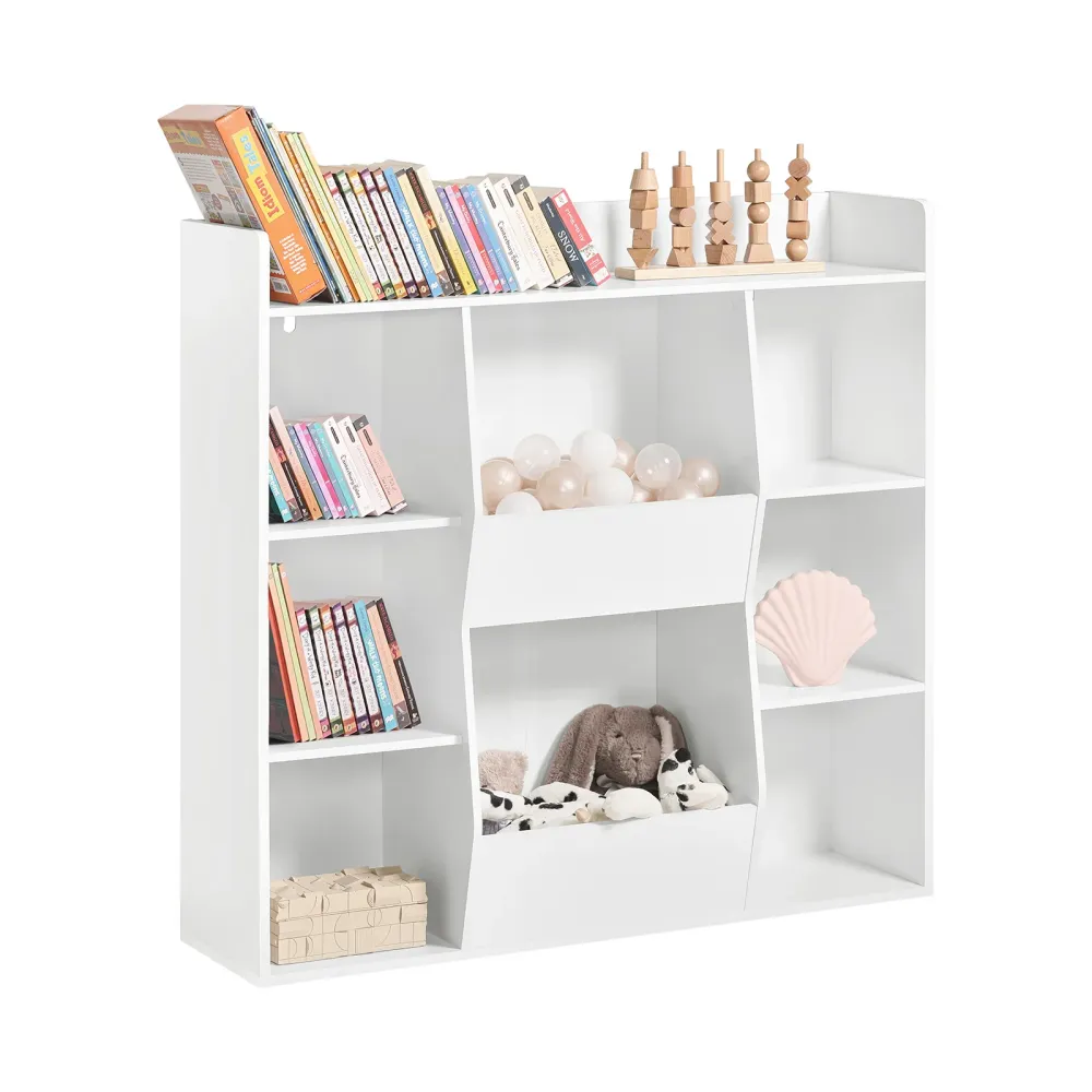 SoBuy KMB55-W Bibliotecă Montessori pentru copii - Raft pentru jucării cu 8 compartimente deschise - Bibliotecă de podea p...
