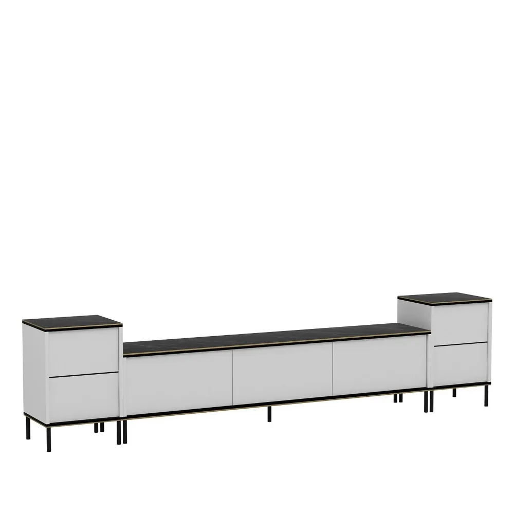 Comoda TV IMAJ, alb/negru, PAL melaminat, 180x35x42 cm