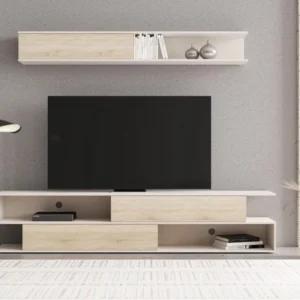 Mobilier living BRIK, stejar sonoma/casmir, PAL, 240x40x190 cm