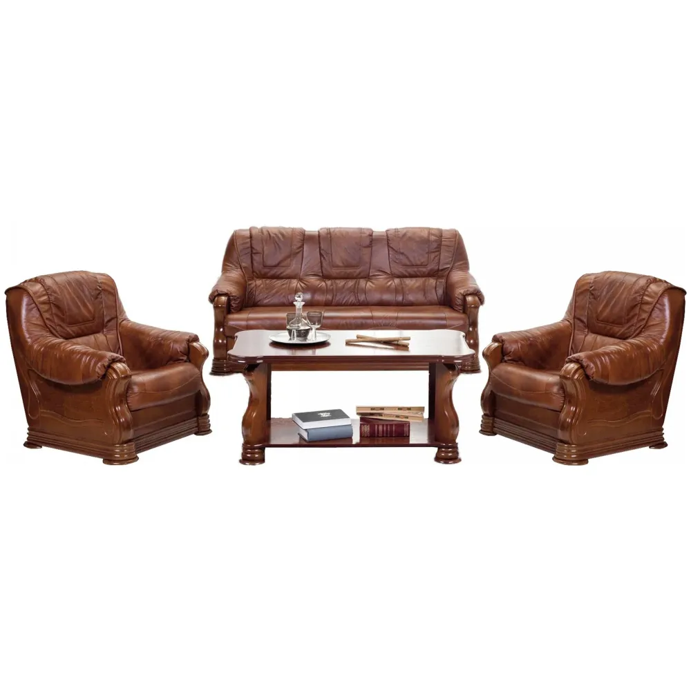 PARMA 311 pachet special (canapea extensibila 3 locuri, doua fotolii fixe din piele naturala Madras)