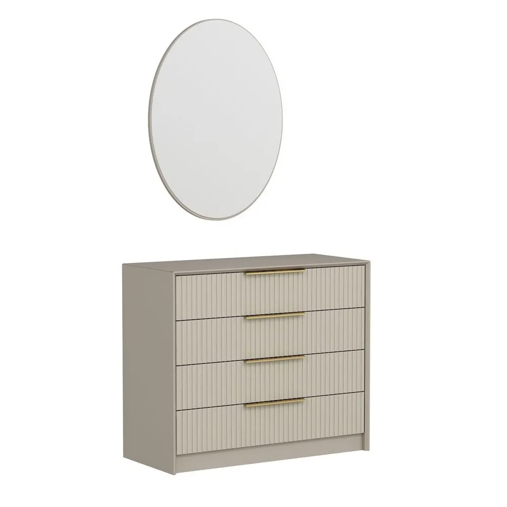 Set comoda si oglinda KALE LUXE 7940, bej, PAL melaminat