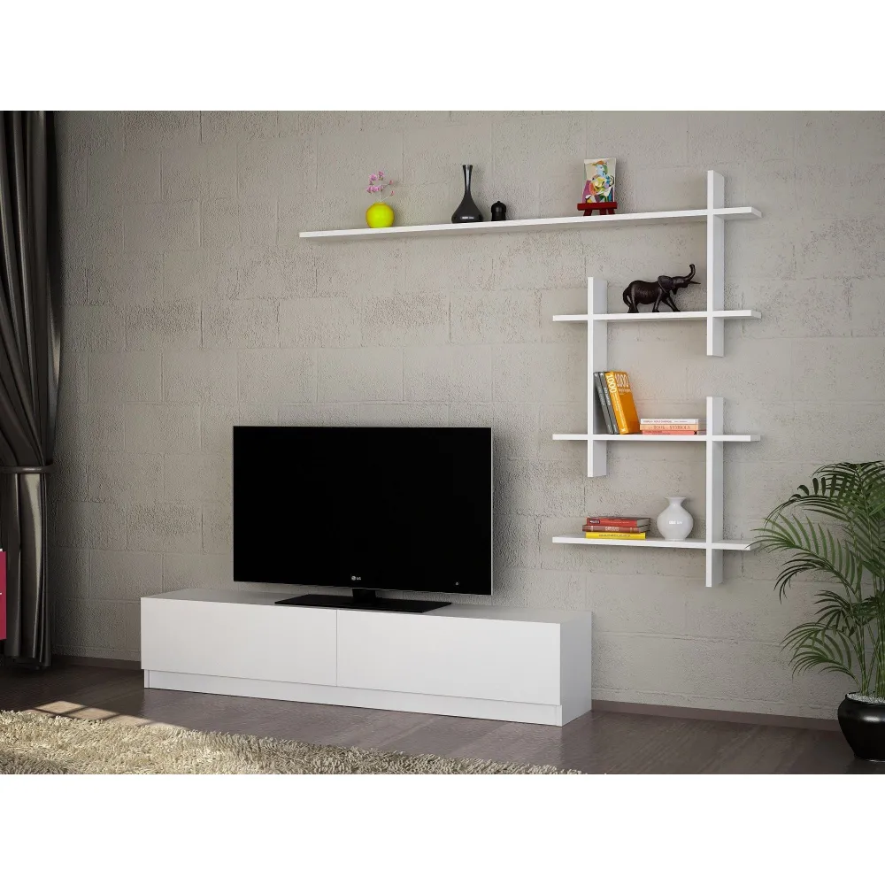 Set Living Ahenk, din PAL, alb, 160x130x31.3 cm