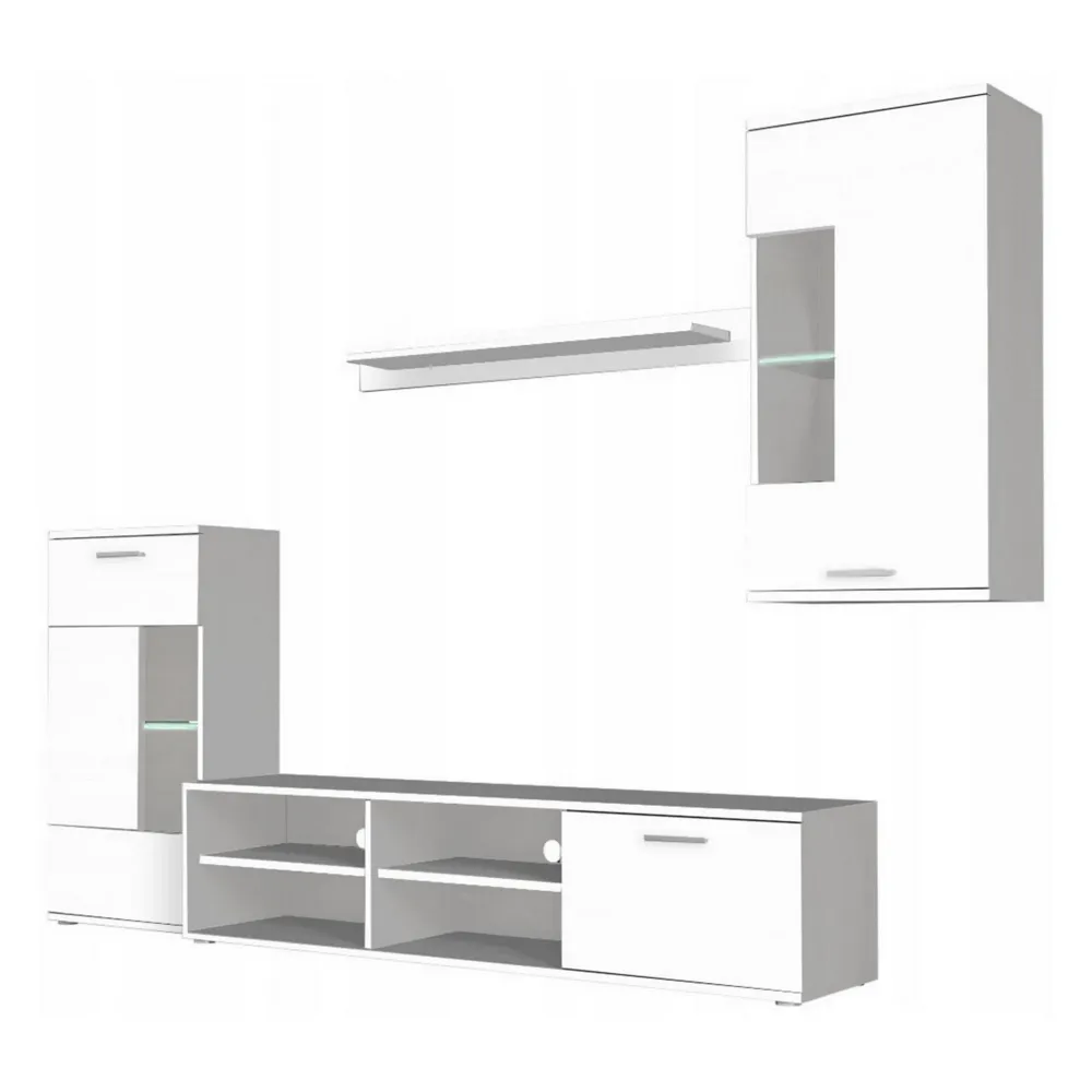 Set living FRONTAL 1 NEW, alb, DTD, cu iluminare led