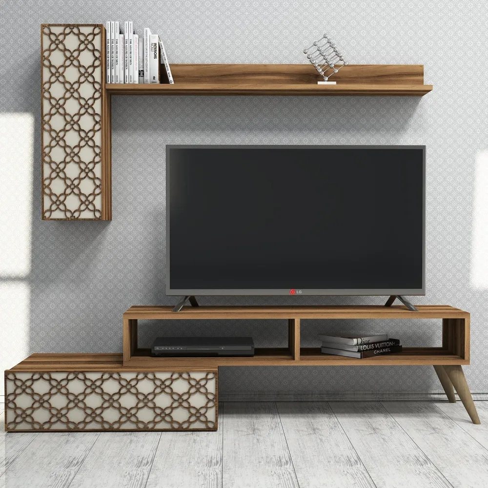 Set Living Planet, din PAL melaminat, nuc/crem, 150x37.2x38 cm