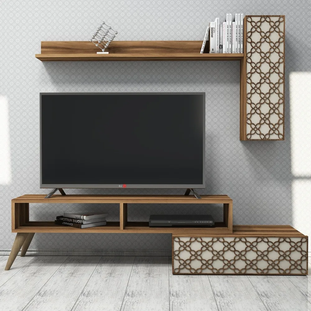 Set Living Planet, din PAL melaminat, nuc/crem, 150x37.2x38 cm