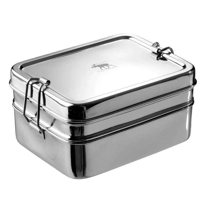 Pulito PureLunchBox Cutie pentru mâncare - Metalic inoxidabil - 3 în 1 - Medie